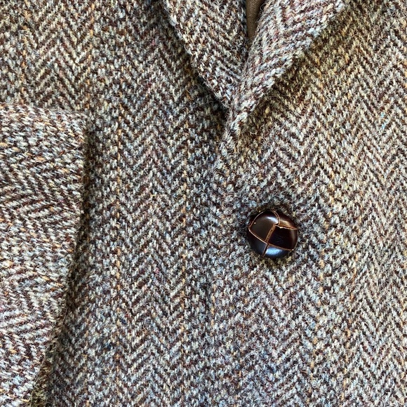 Vintage Harris Tweed Jacket Brown Wool Herringbone Blazer 41 Reg - Picture 5 of 12
